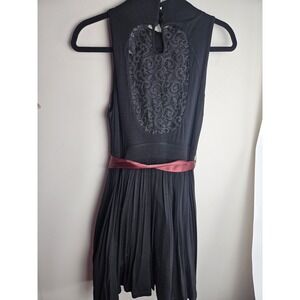 Twelve by Twelve LA Size S/P Short Black Dress Burgundy Ribbon Belt Sleeveless